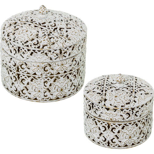 SET 2 CAJAS METAL C/TAPA BLANCADO