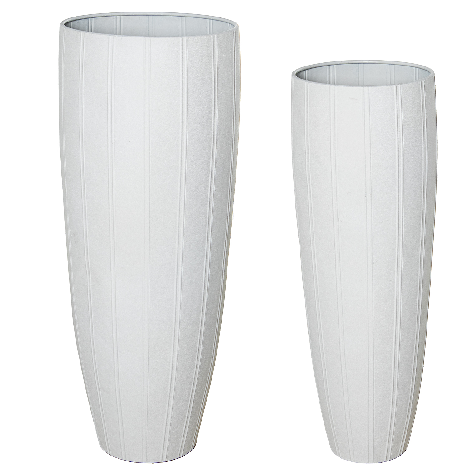 SET 2 JARRONES METAL BLANCO