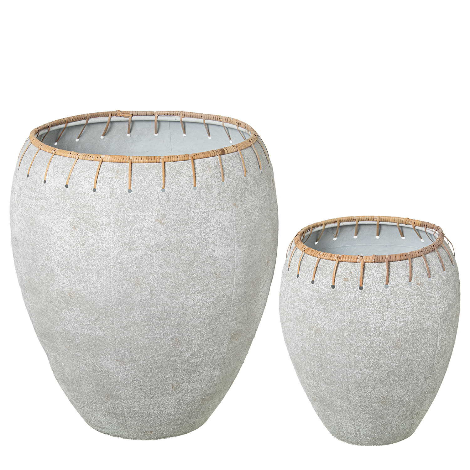 SET 2 JARRONES METAL BLANCO