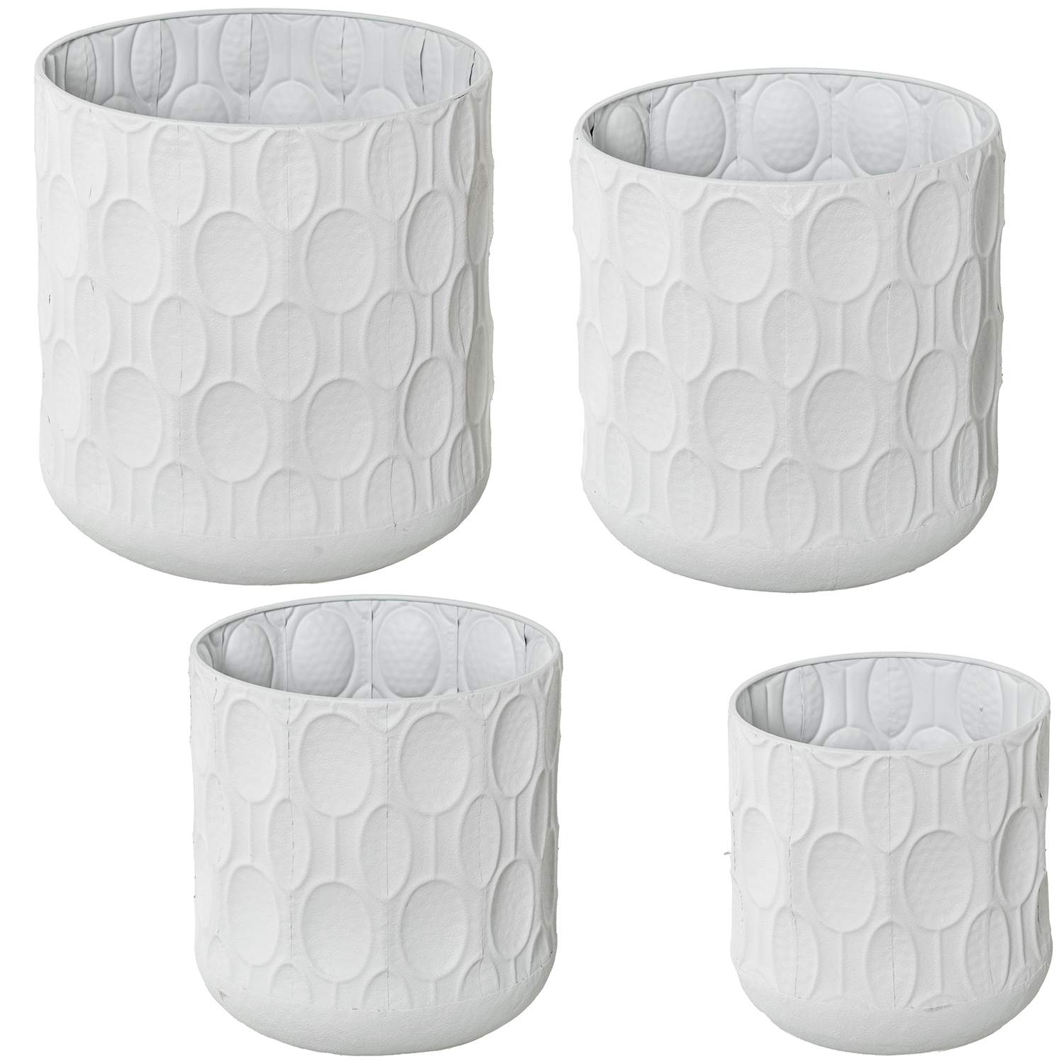 SET 4 MACETEROS METAL BLANCOS
