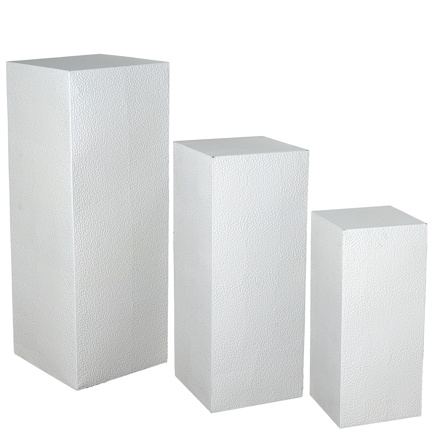 SET 3 PEDESTALES METAL BLANCOS