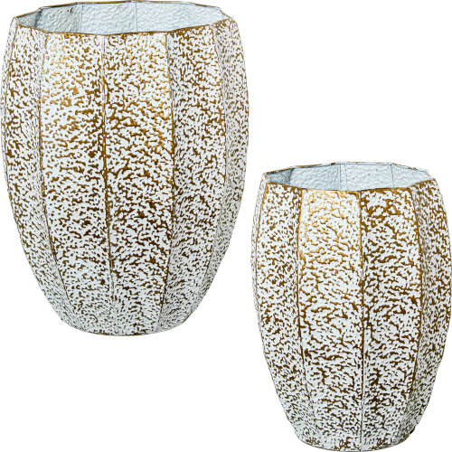 SET 2 MACETEROS METAL BLANCO/O BLANCO