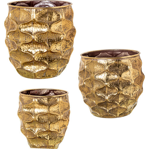 SET 3 MACETEROS METAL DORADORO