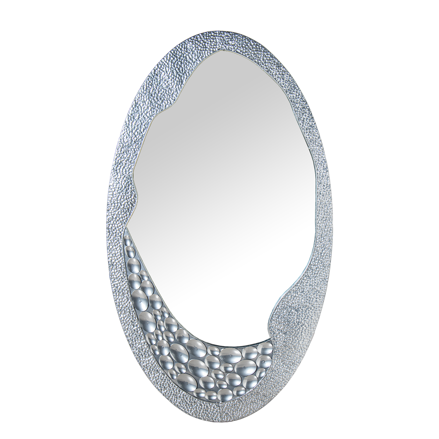 ESPEJO PARED METAL PLATEADO