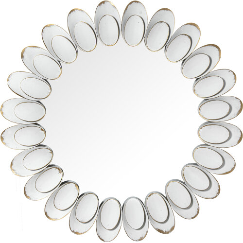 ESPEJO PARED METAL BLANCO/ORO