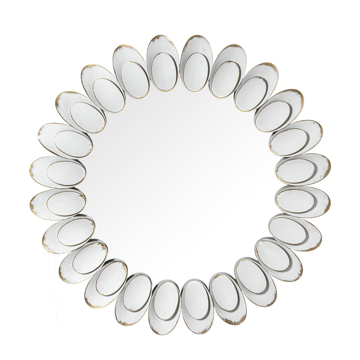 ESPEJO PARED METAL BLANCO/ORO