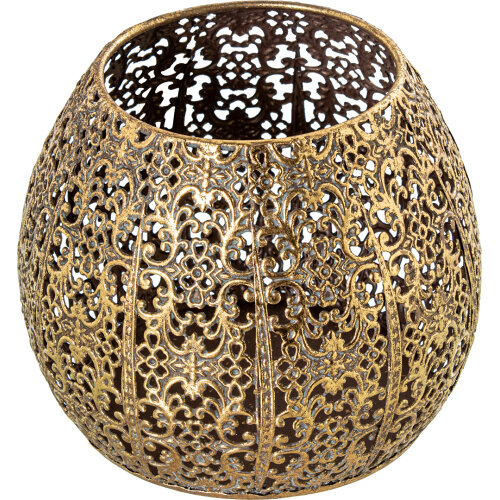 PORTAVELAS METAL DORADO