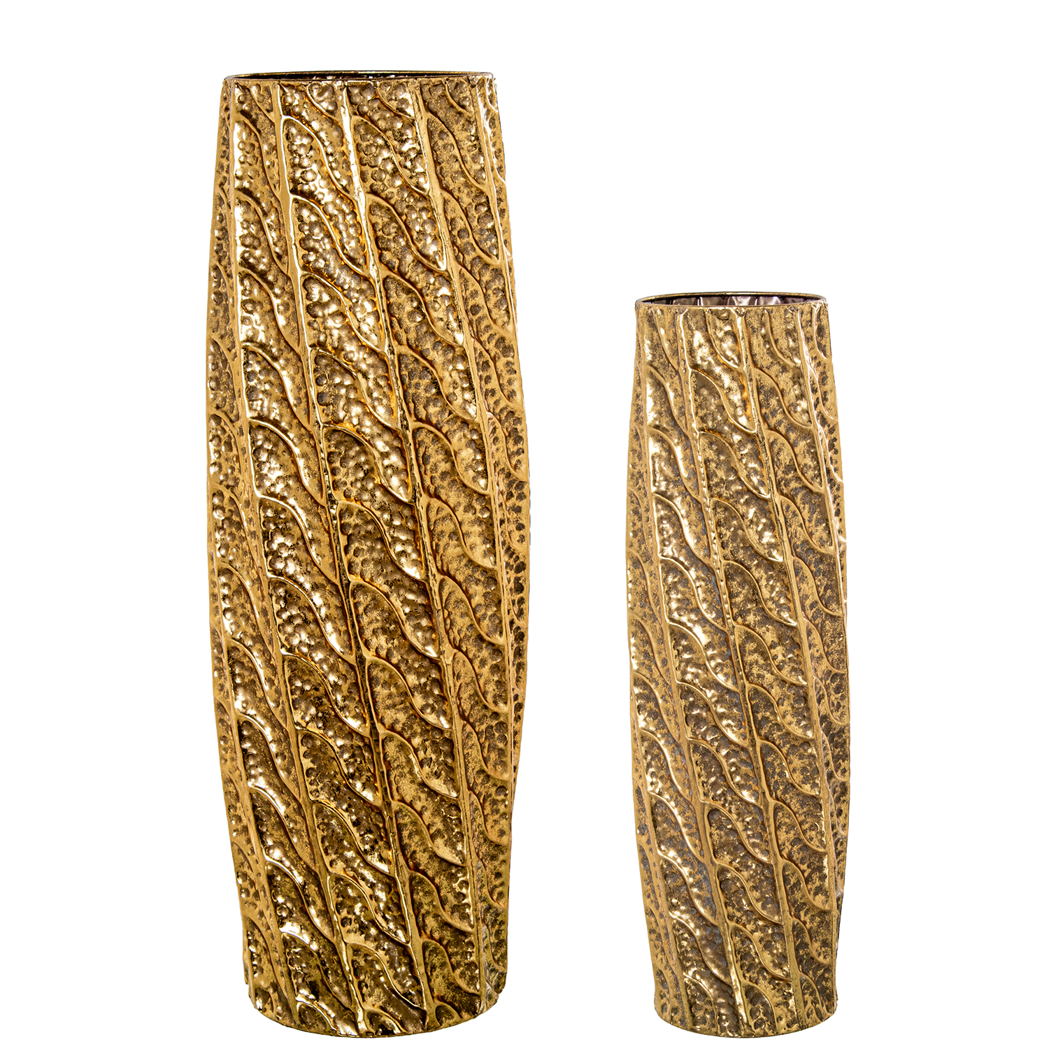 SET 2 JARRONES METAL DORADOO