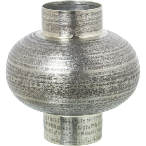 JARRÓN ALUMINIO TALLADO PLATATEADO