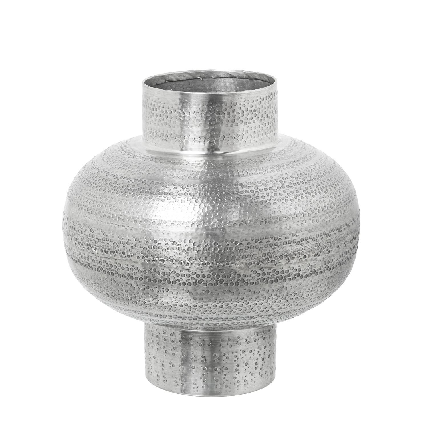 JARRÓN ALUMINIO TALLADO PLATA