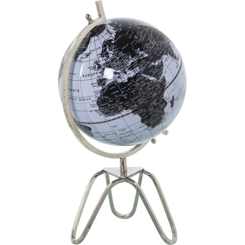 GLOBO TERRÁQUEO ø20CM BLANCO/NLANCO METAL/MADERA SOBREMESA