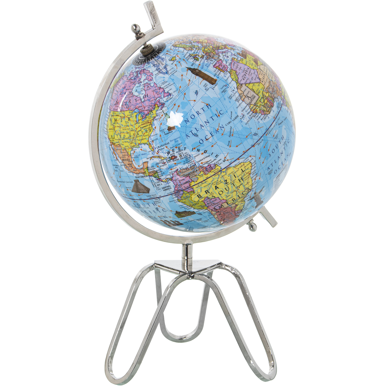 GLOBO TERRÁQUEO ø20CM AZUL METEGRO METAL SOBREMESA