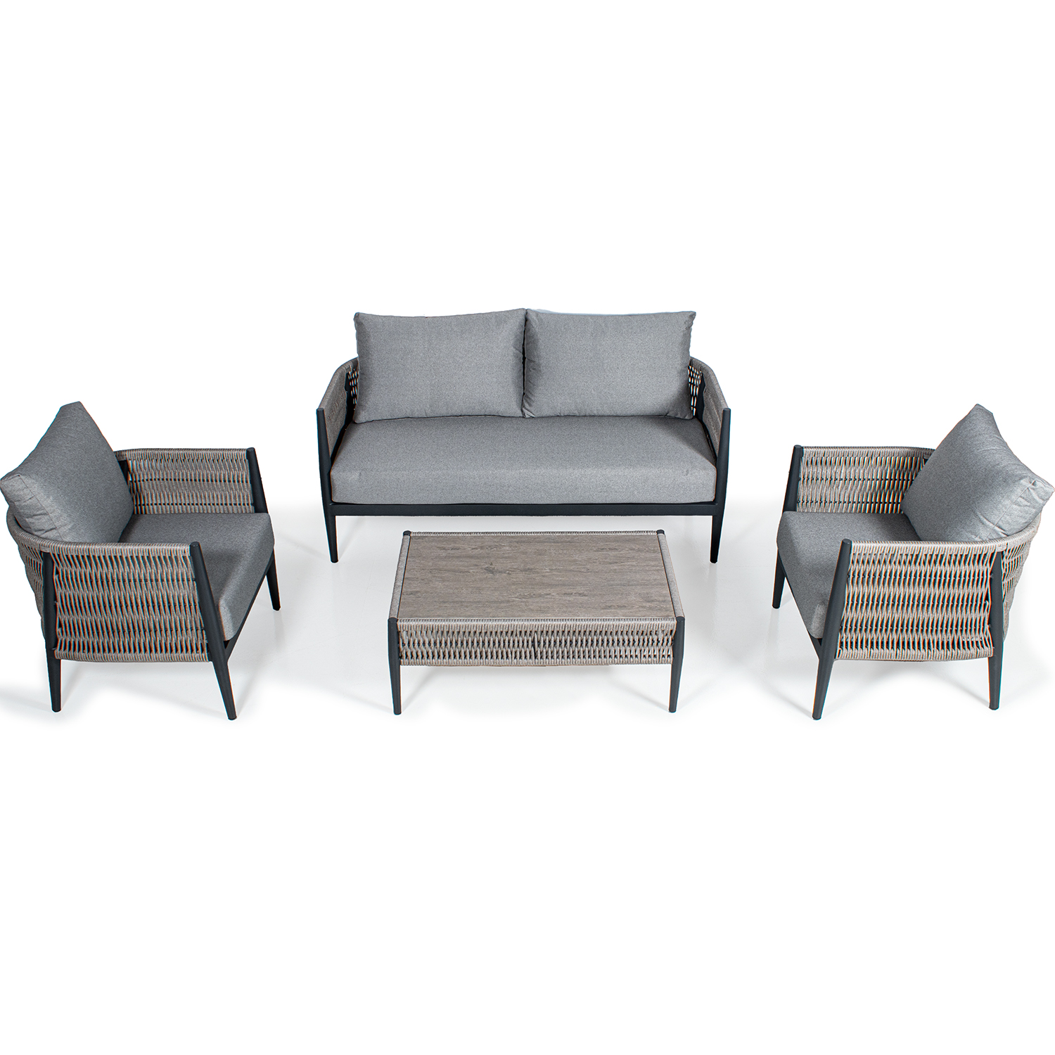 SET SOFÁ 2P+ 2 SILLONES+ MESARIPODE METAL LATÓN, GIRO LOCO