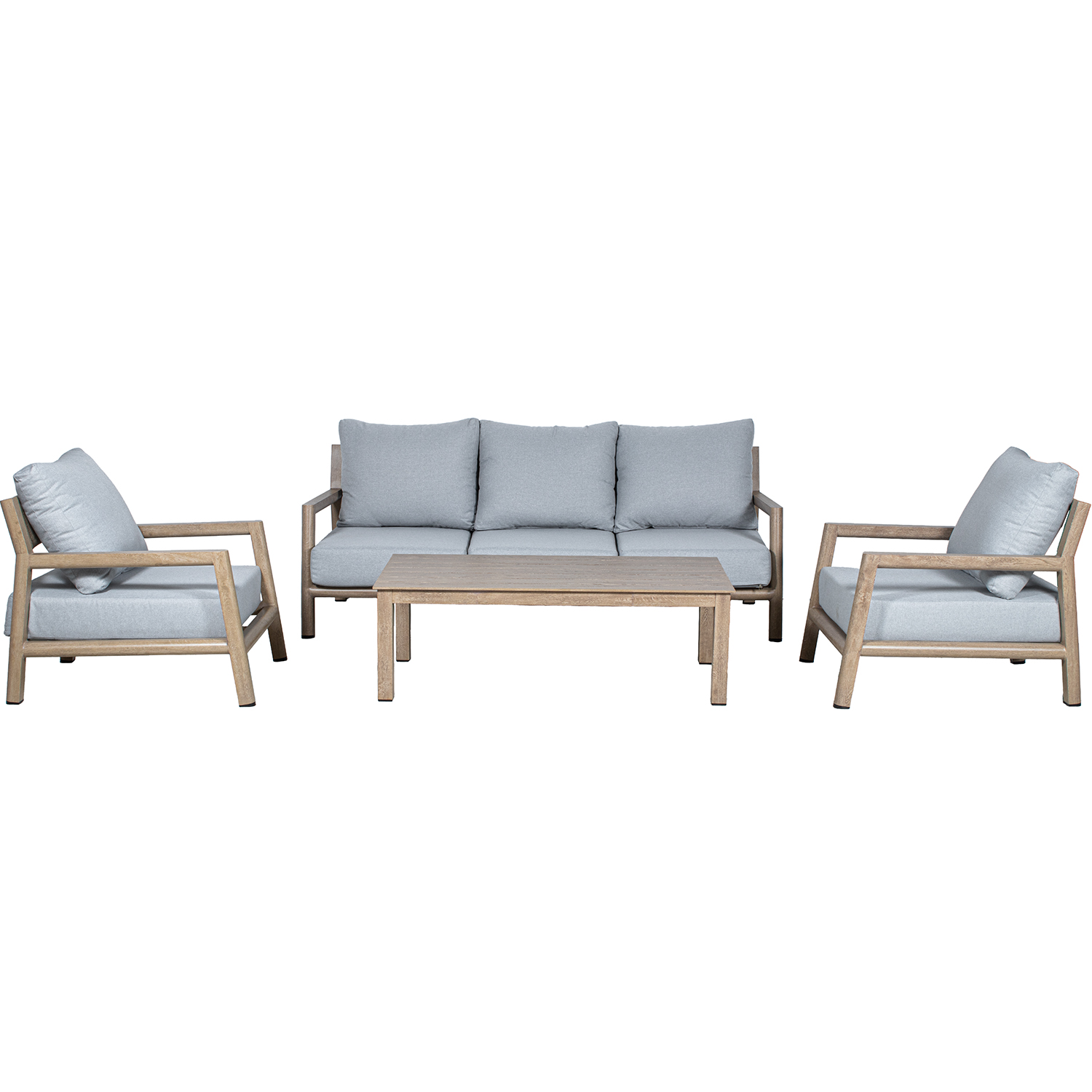 SET SOFÁ 3P+ 2 SILLONES+ MESACENTRO ALUMINIO/MIMBRE SINTÉTI