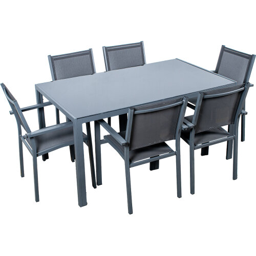 SET MESA COMEDOR+6 SILLAS ALUMINTÉTICO (PE) MOSTAZA