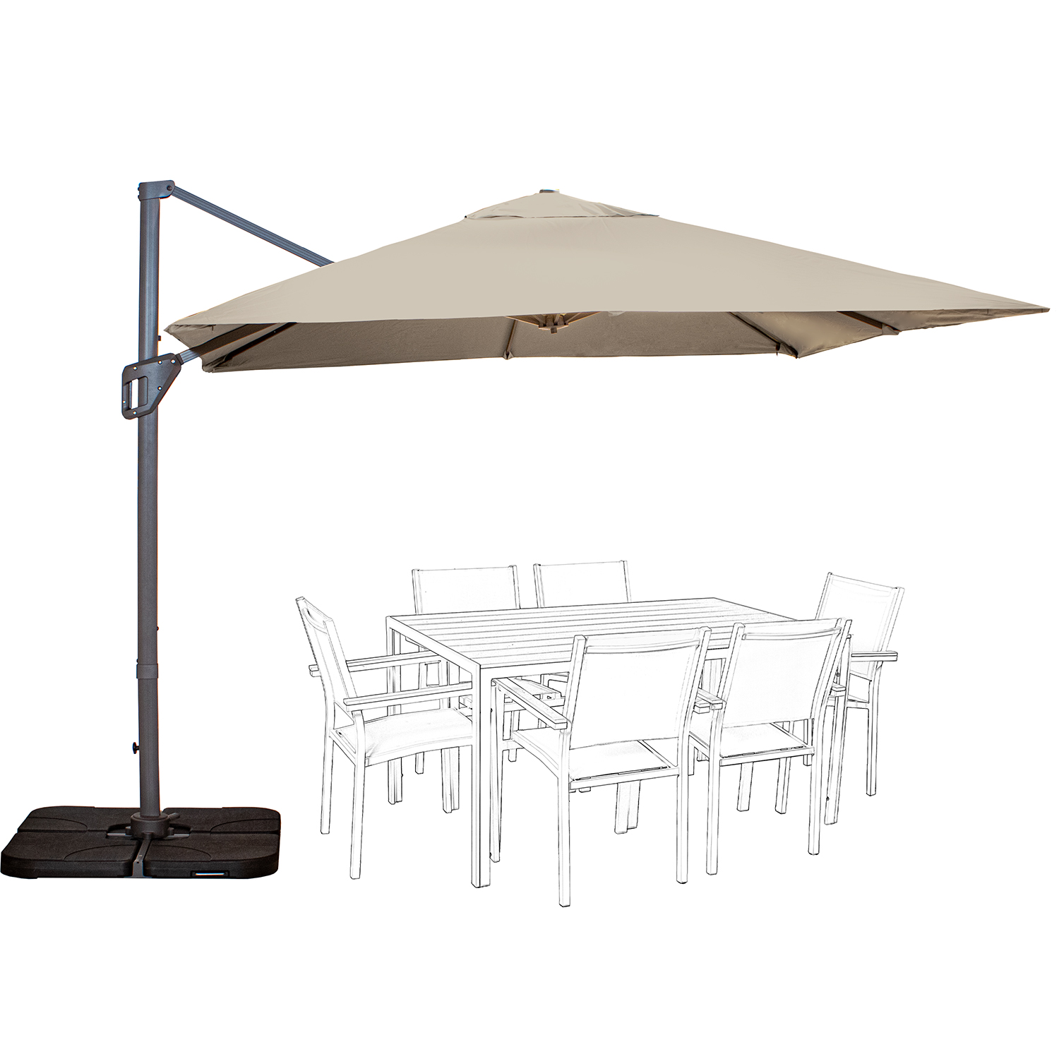 PARASOL ALUMINIO/ POLIÉSTER, BASE LASTRE NO INCLUÍDA