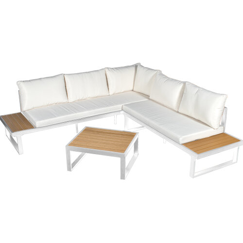 SET SOFÁ ESQUINA+MESA ALUMINIOJO 4 POSICIONES