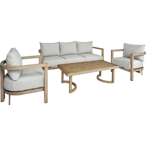 SET SOFA 3P+2 SILLONES+MESA CENTRO ALUMINIO
