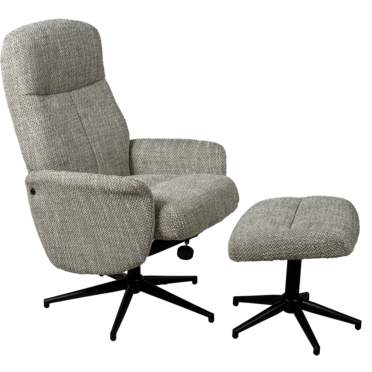SILLÓN RELAX GIRATORIO GRIS VERDOSO C/REPOSAPIÉS PATAS METAL