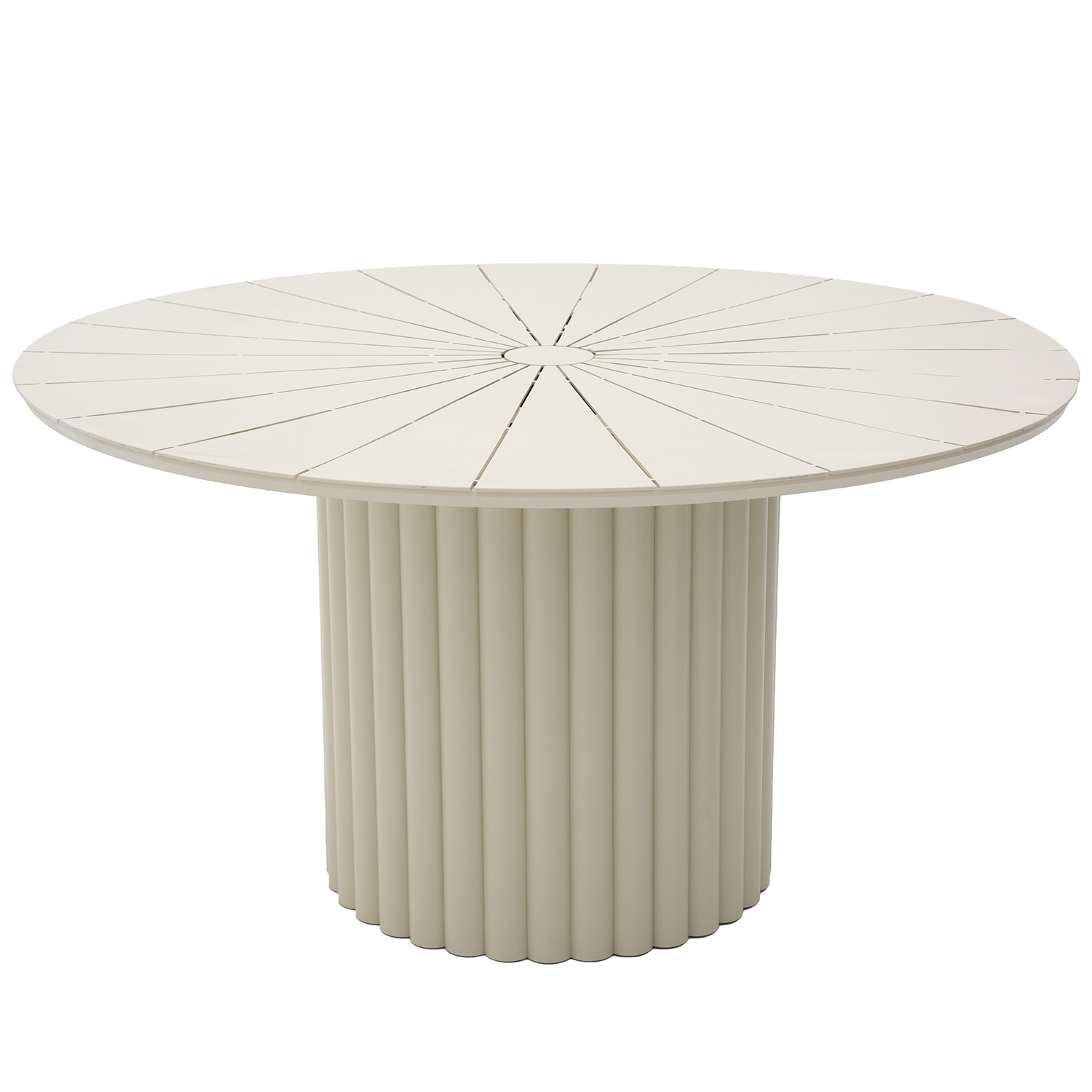 MESA COMEDOR EXTERIOR ALUMINIOÁN NATURAL C/REPOSACABEZA