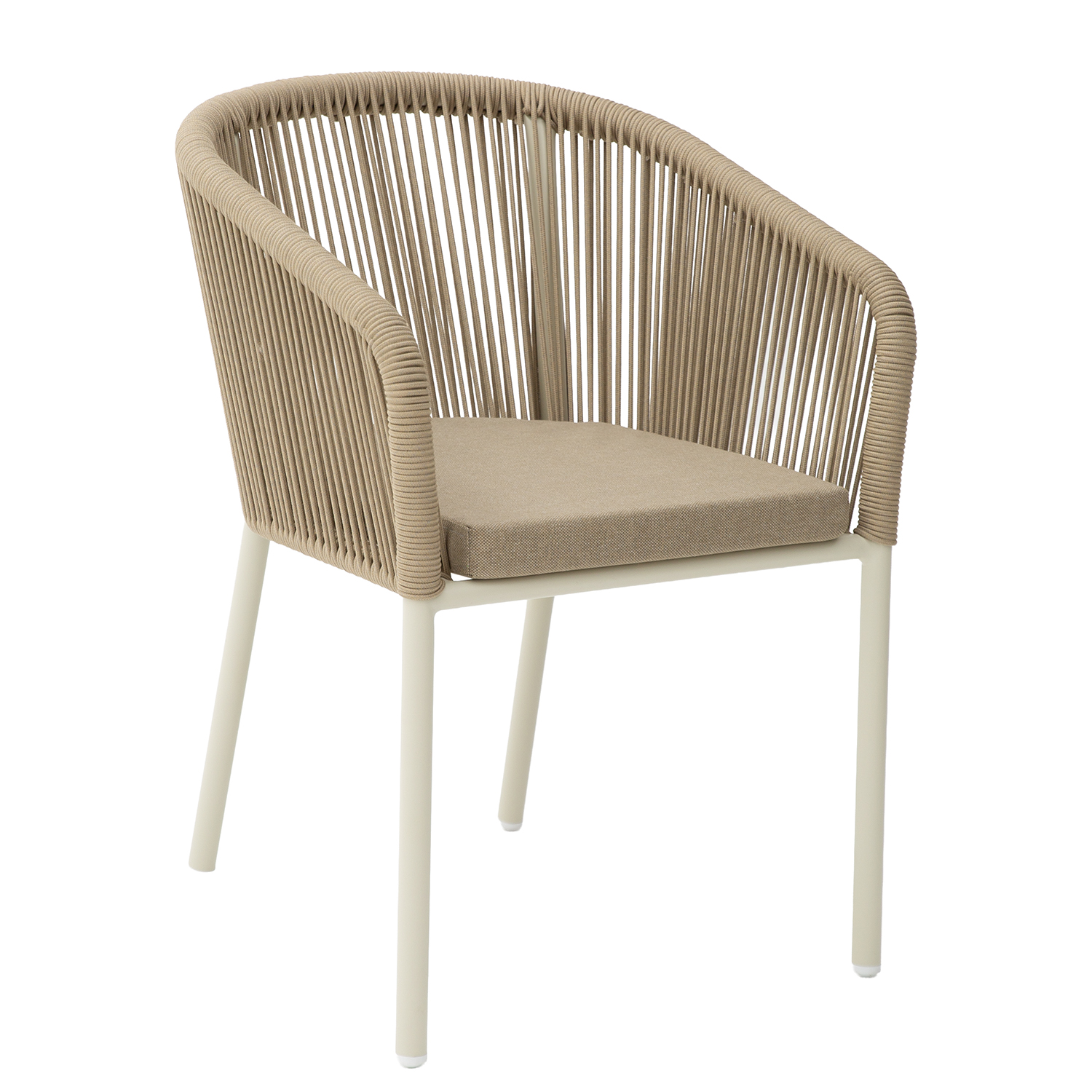 SILLA EXTERIOR ALUMINIO/CUERDARO RATÁN SINT. NATURAL APILABL
