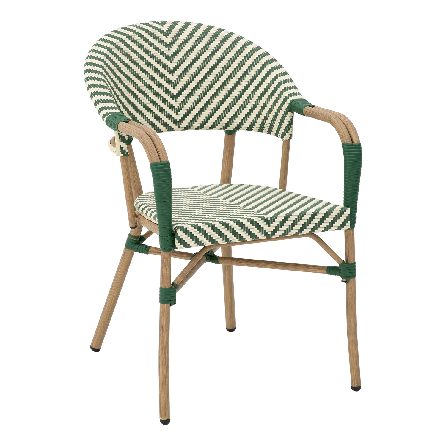 SILLA EXTERIOR ALUMINIO/TEXTILENE FRANJAS VERDE