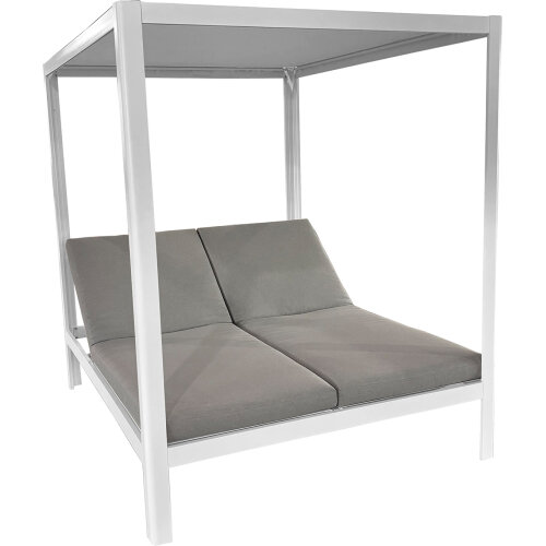 CAMA BALINESA ALUMINIO BLANCO ACABADO MADERA