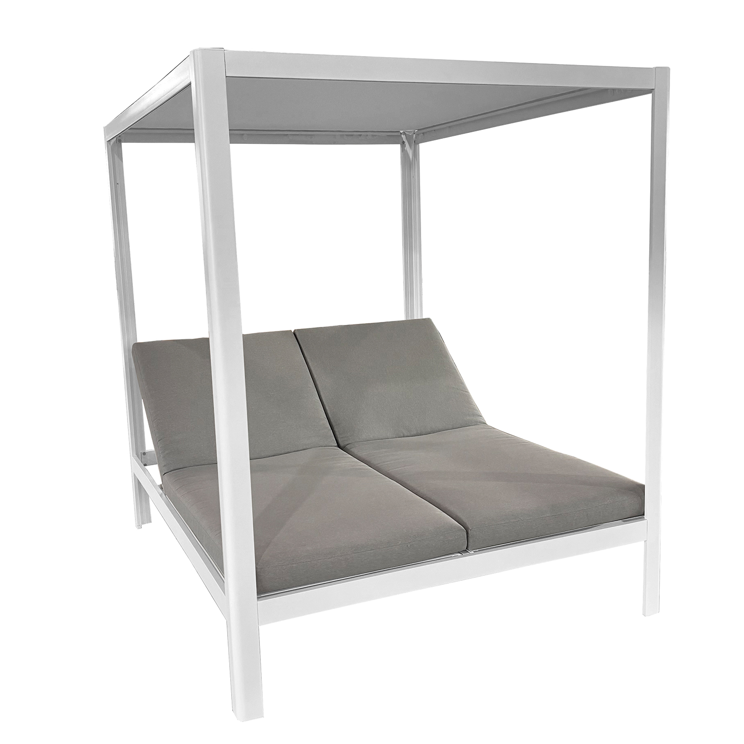 CAMA BALINESA ALUMINIO BLANCO ACABADO MADERA