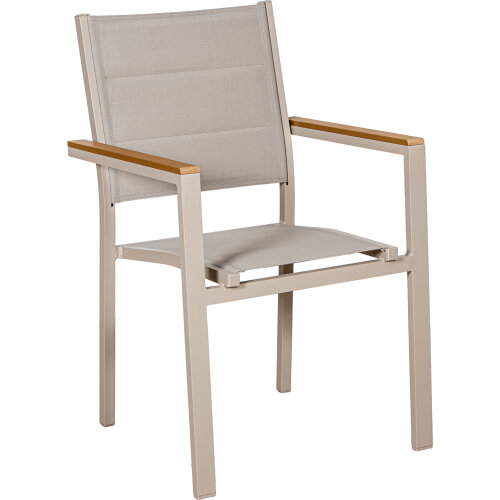 SILLA ACOLCHADA ALUMINIO TEXTILENO ANTRACITA ACABADO MADERA