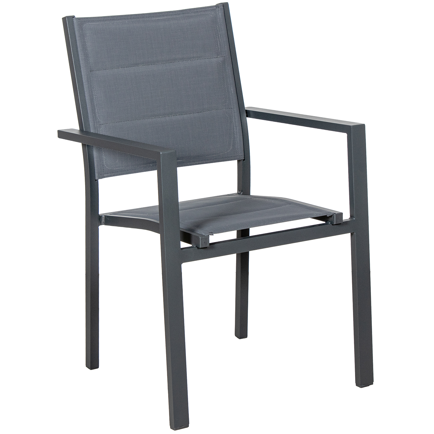 SILLA ACOLCHADA ALUMINIO TEXTIO TEXTILENO GRIS APILABLE