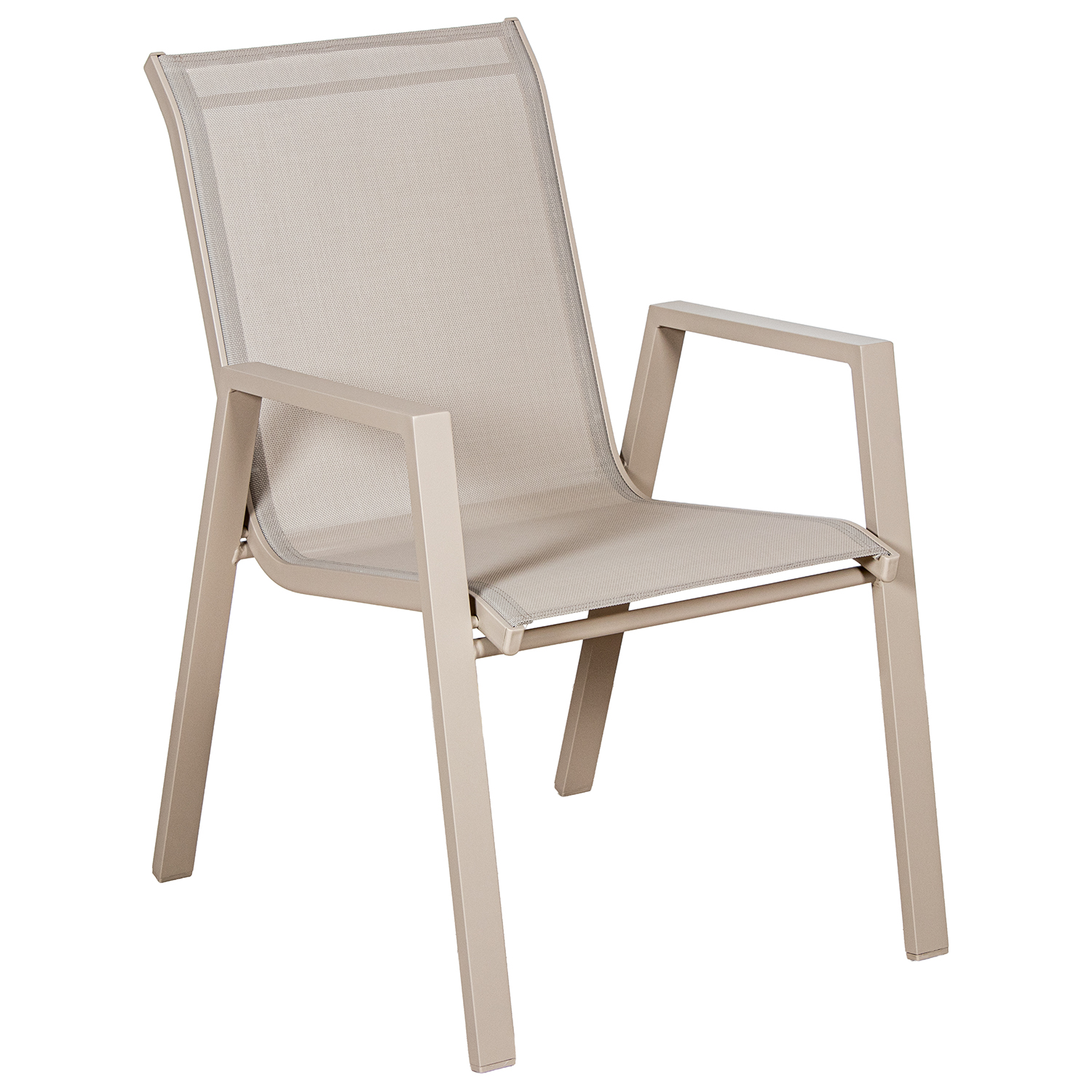 SILLA ALUMINIO TEXTILENO CREMACITA APILABLE