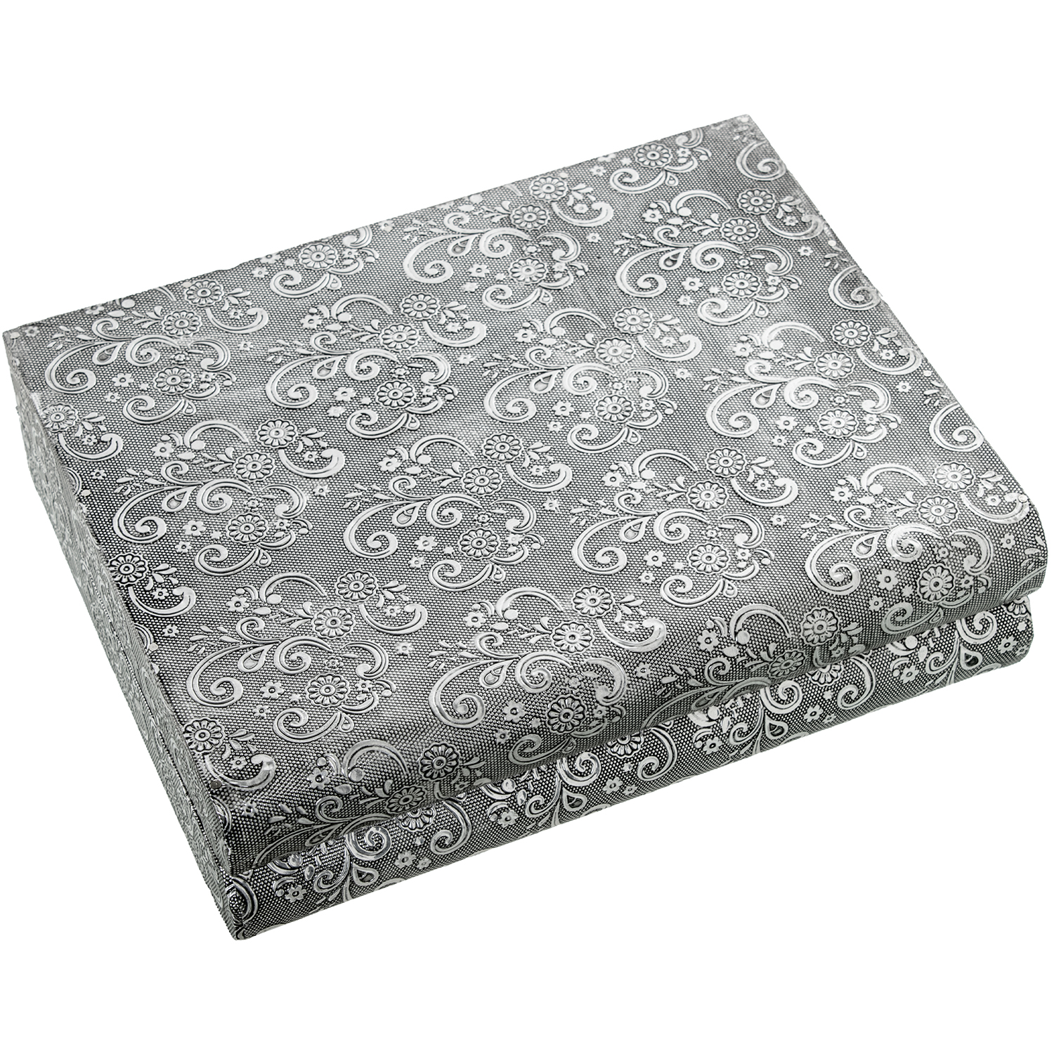 JOYERO METAL PLATEADO C/ESPEJO DECO. MANO