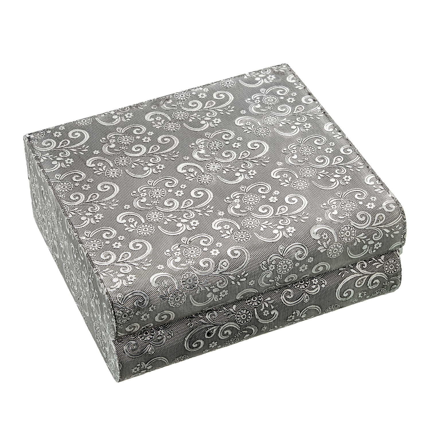 JOYERO METAL PLATEADO C/ESPEJO DECO. MANO