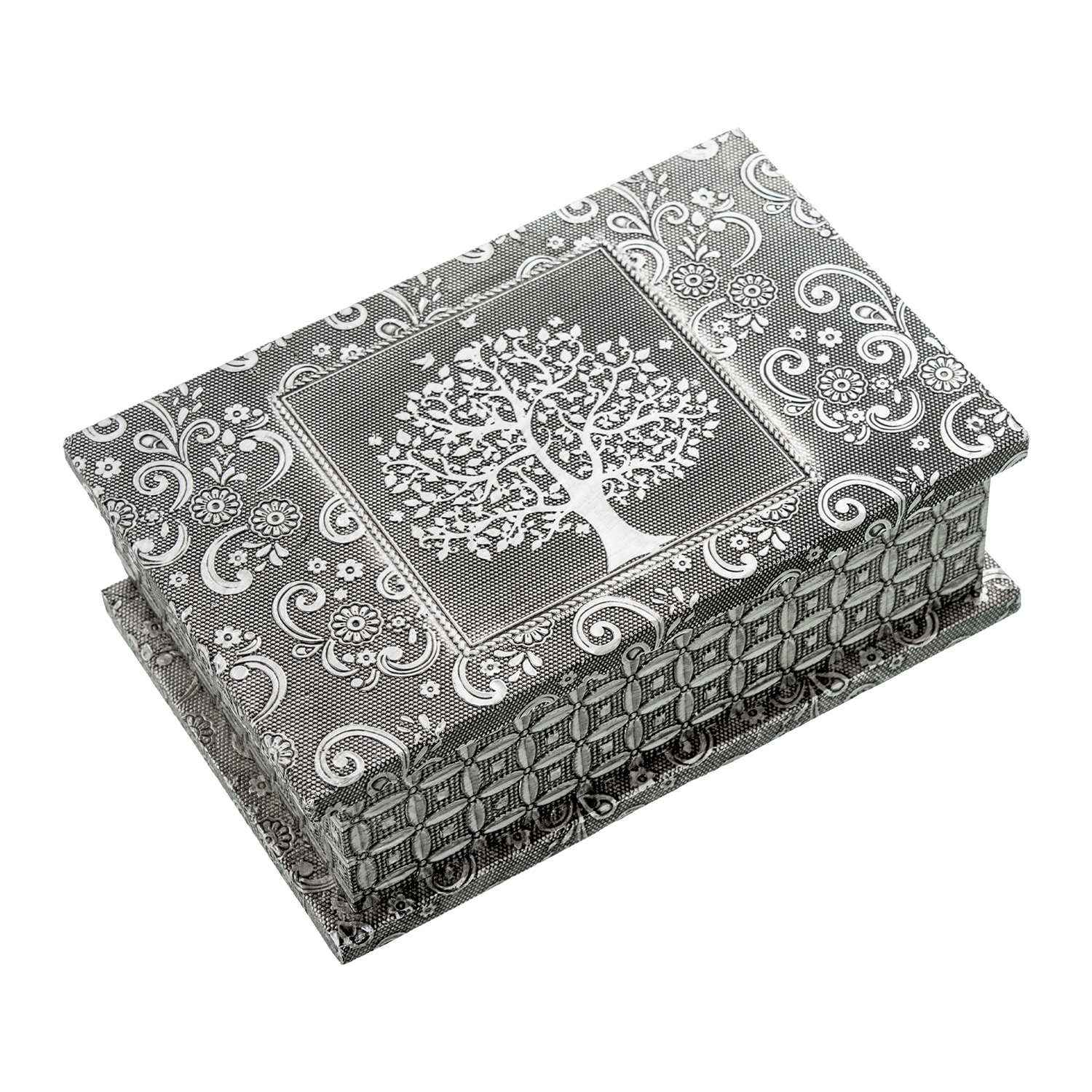 JOYERO METAL PLATEADO LIBRO DEDECO. ÁRBOL DE LA VIDA