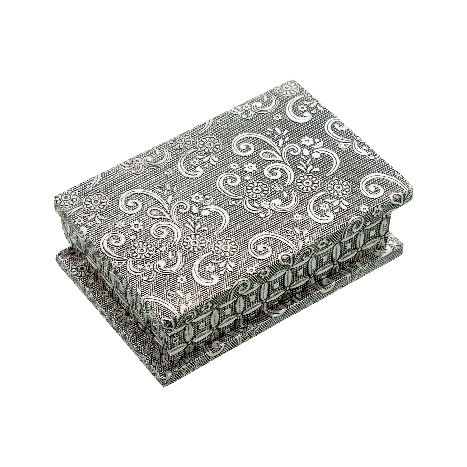 JOYERO METAL PLATEADO DECO. ARDECO. ARABESCOS