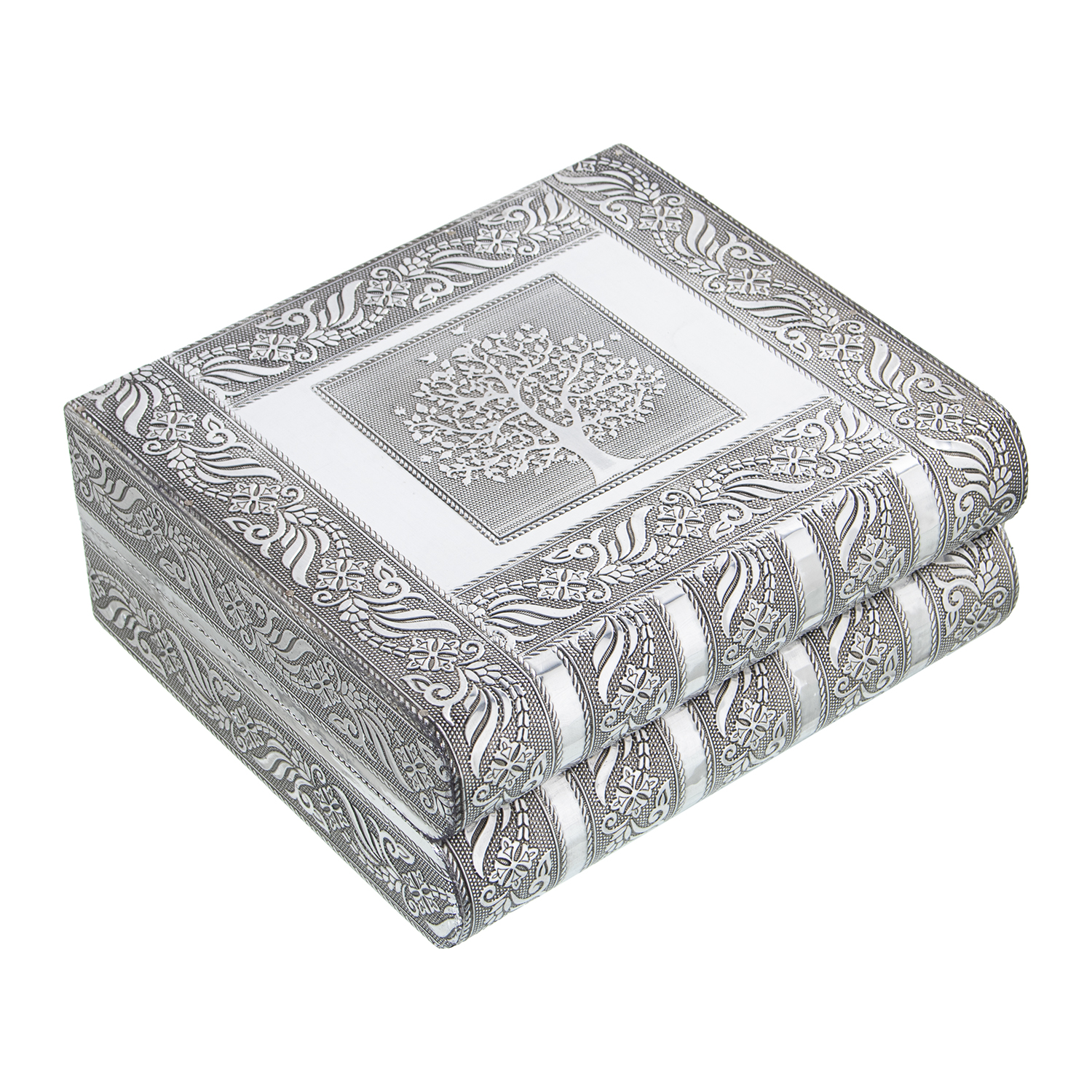 JOYERO METAL PLATEADO C/ESPEJO ÁRBOL DE LA VIDA