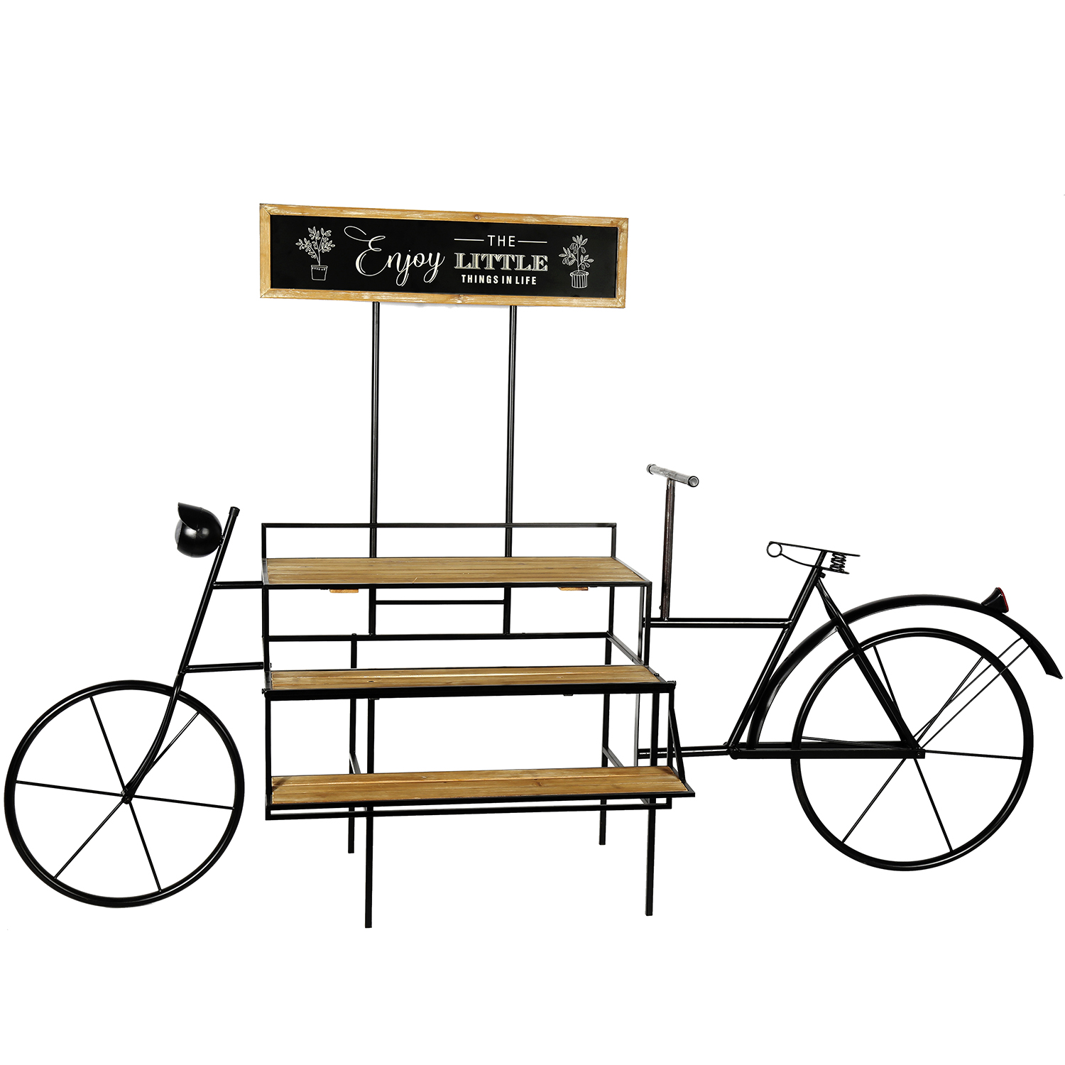 JARDINERA METAL NEGRO BICICLETBANDEJA MADERA
