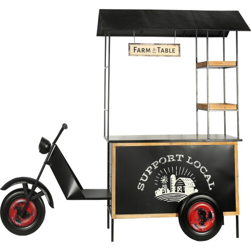 JARDINERA METAL NEGRO MOTOCARRR C/3 BALDAS MADERA