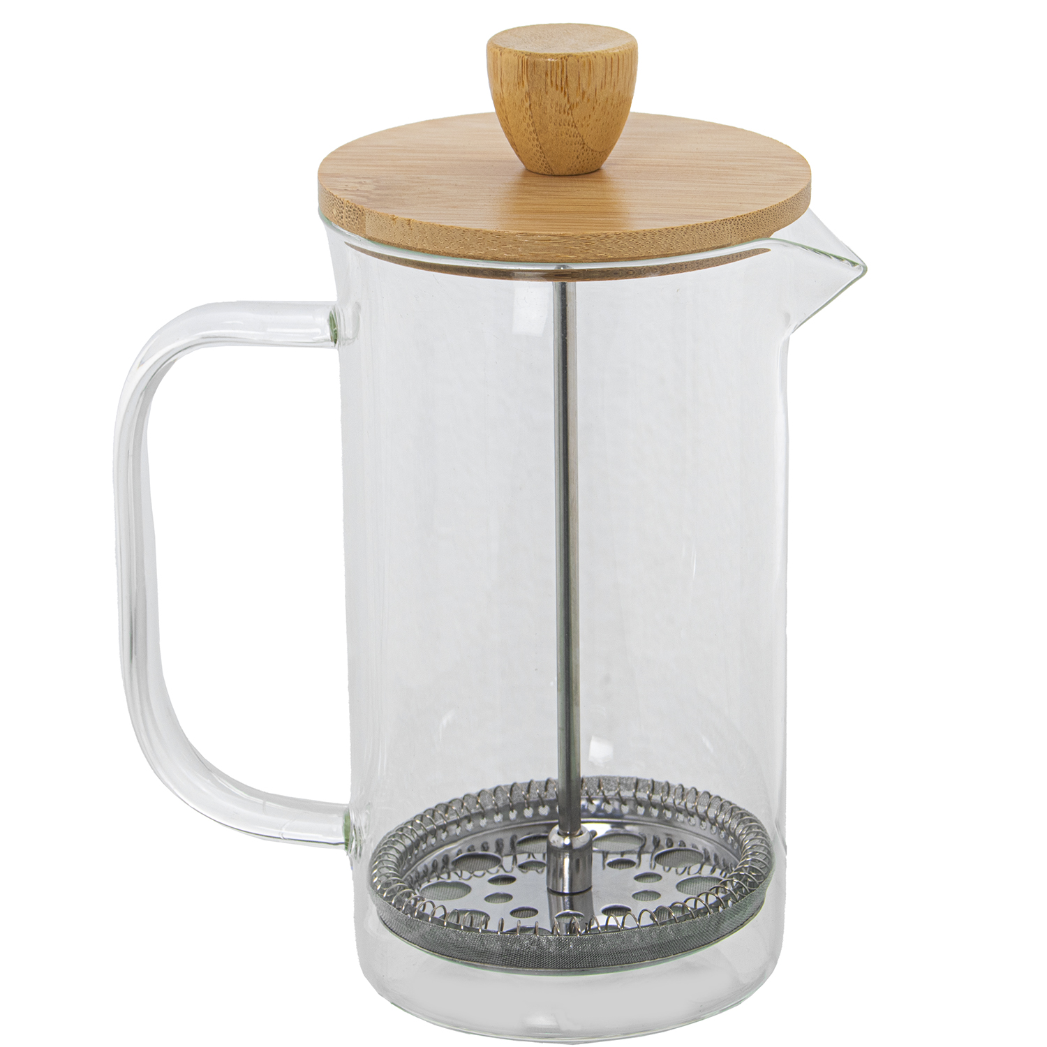 CAFETERA ÉMBOLO 600ML CRISTAL, TAPA BAMBÚ, PRENSA ACERO INOX