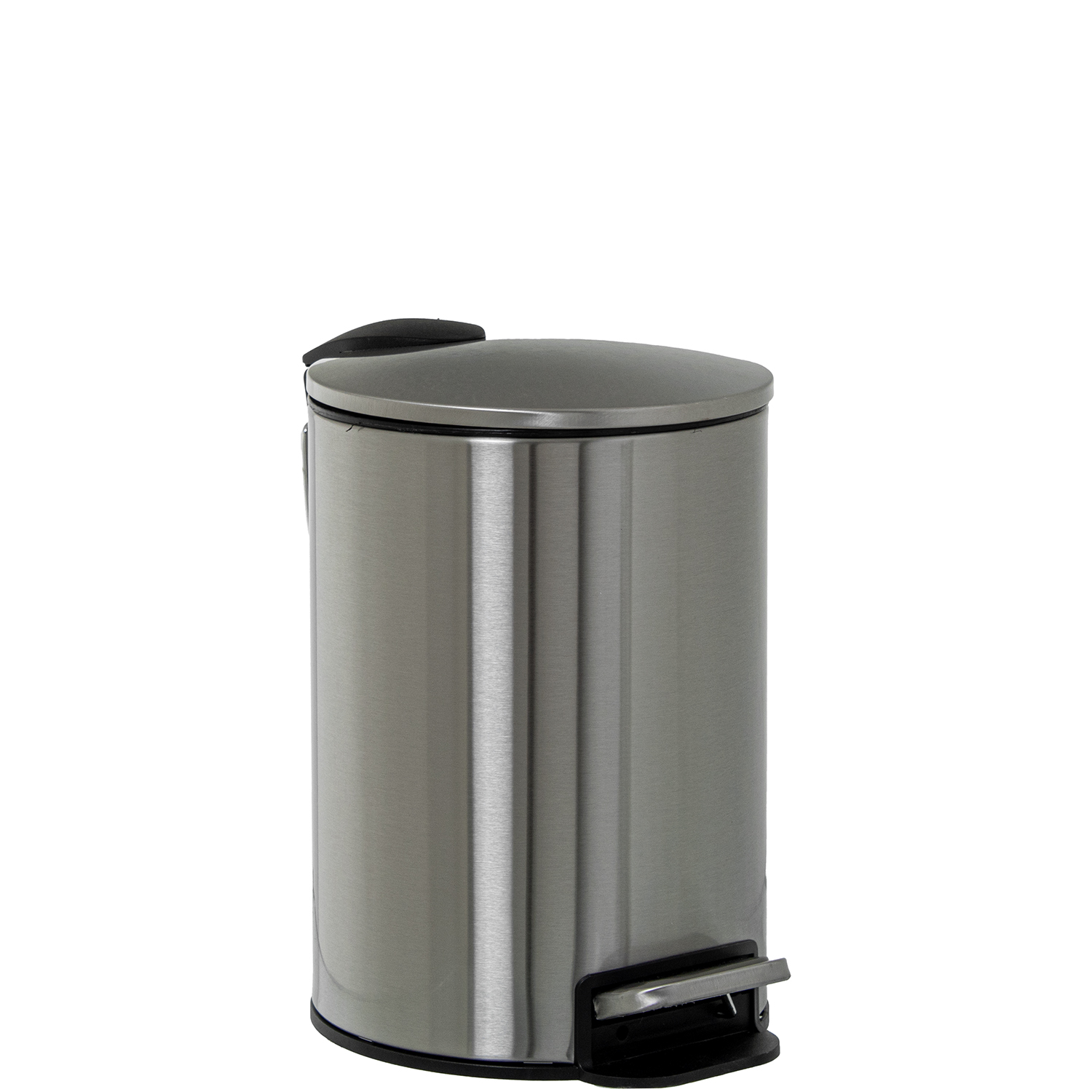 PAPELERA ACERO INOXIDABLE 3L. C/PEDAL NEGRA