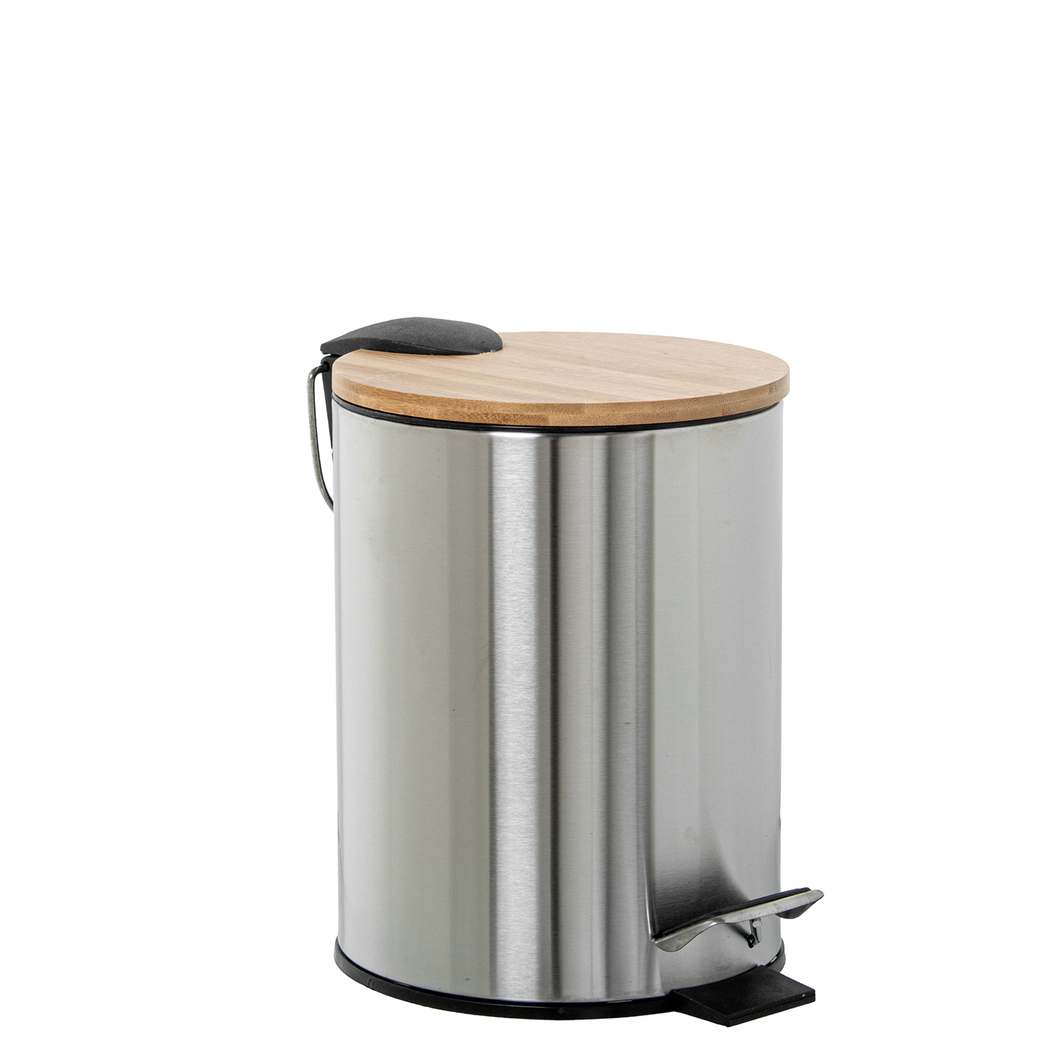 PAPELERA ACERO INOXIDABLE 3L. C/PEDAL NEGRA
