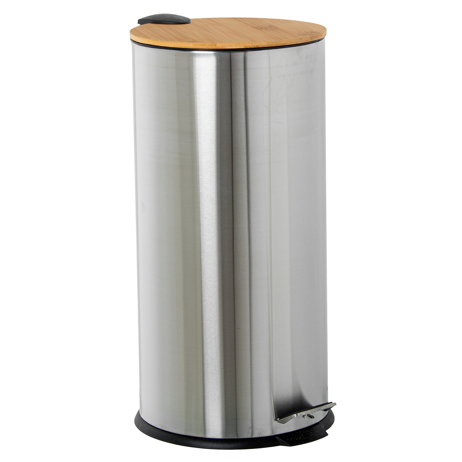 PAPELERA ACERO INOXIDABLE 27L.C/PEDAL TAPA MADERA MATE