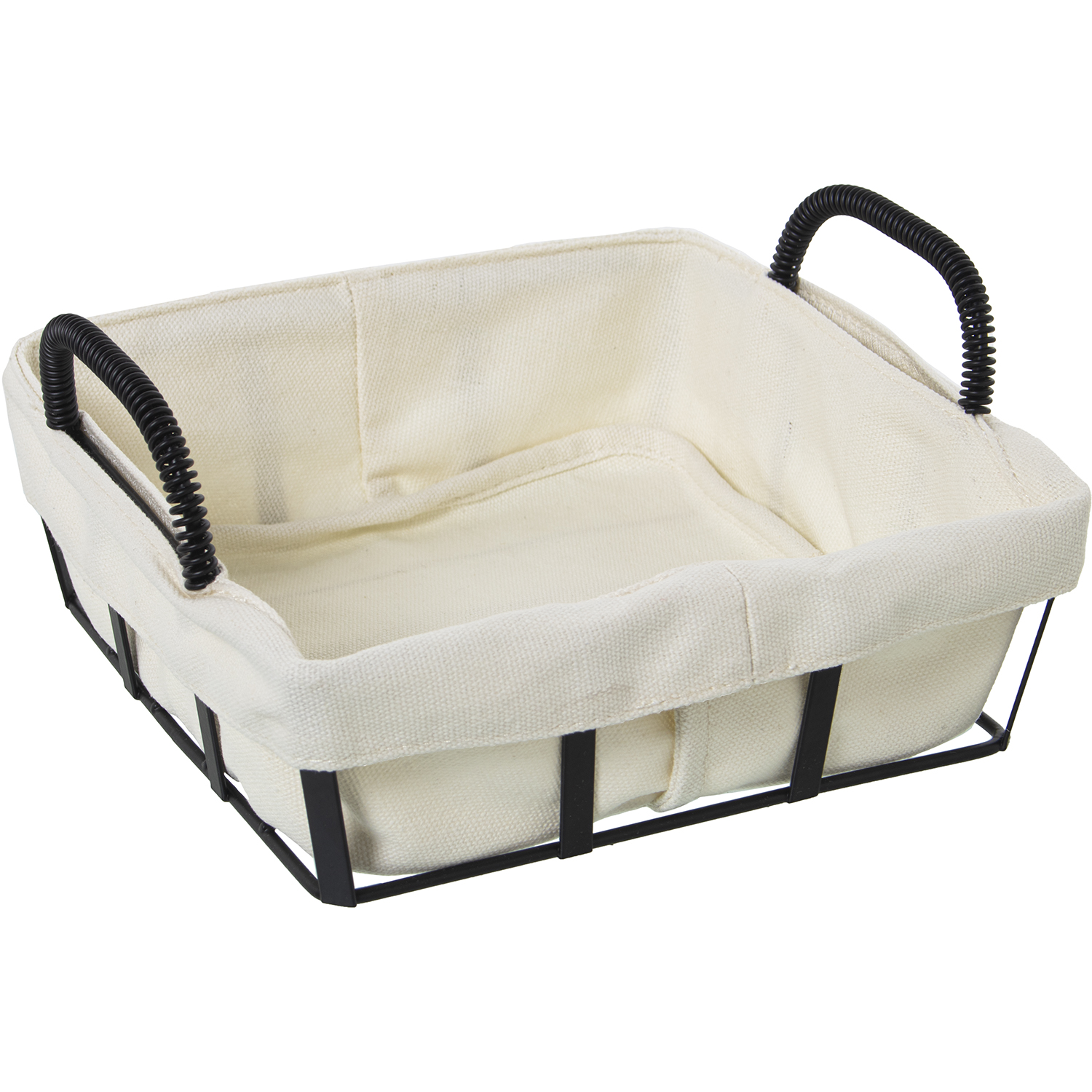 CESTA PAN C/TELA METAL NEGRO,T TELA:95% ALGODÓN+5% POLIÉSTE