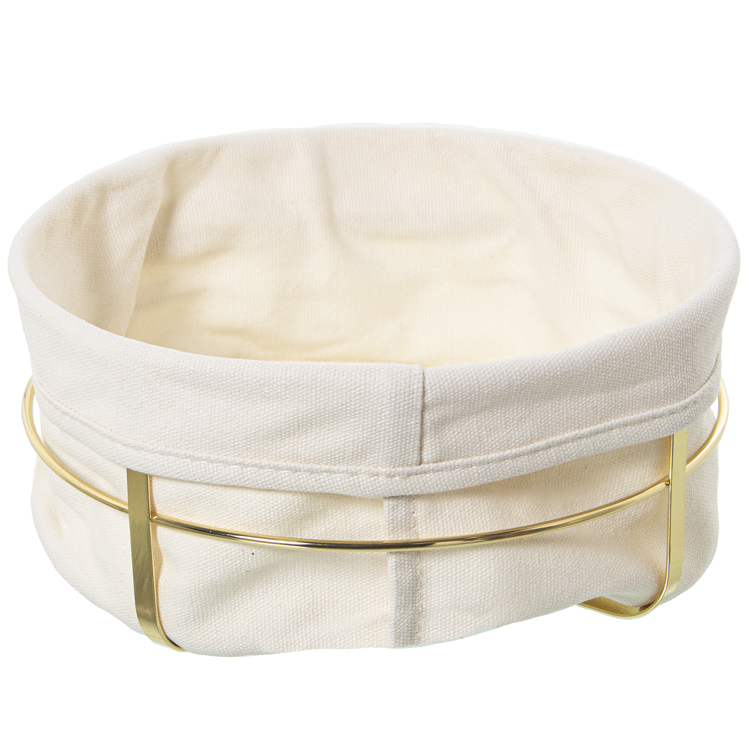 CESTA PAN C/TELA METAL DORADO, TELA:95% ALGODÓN+5% POLIÉSTE