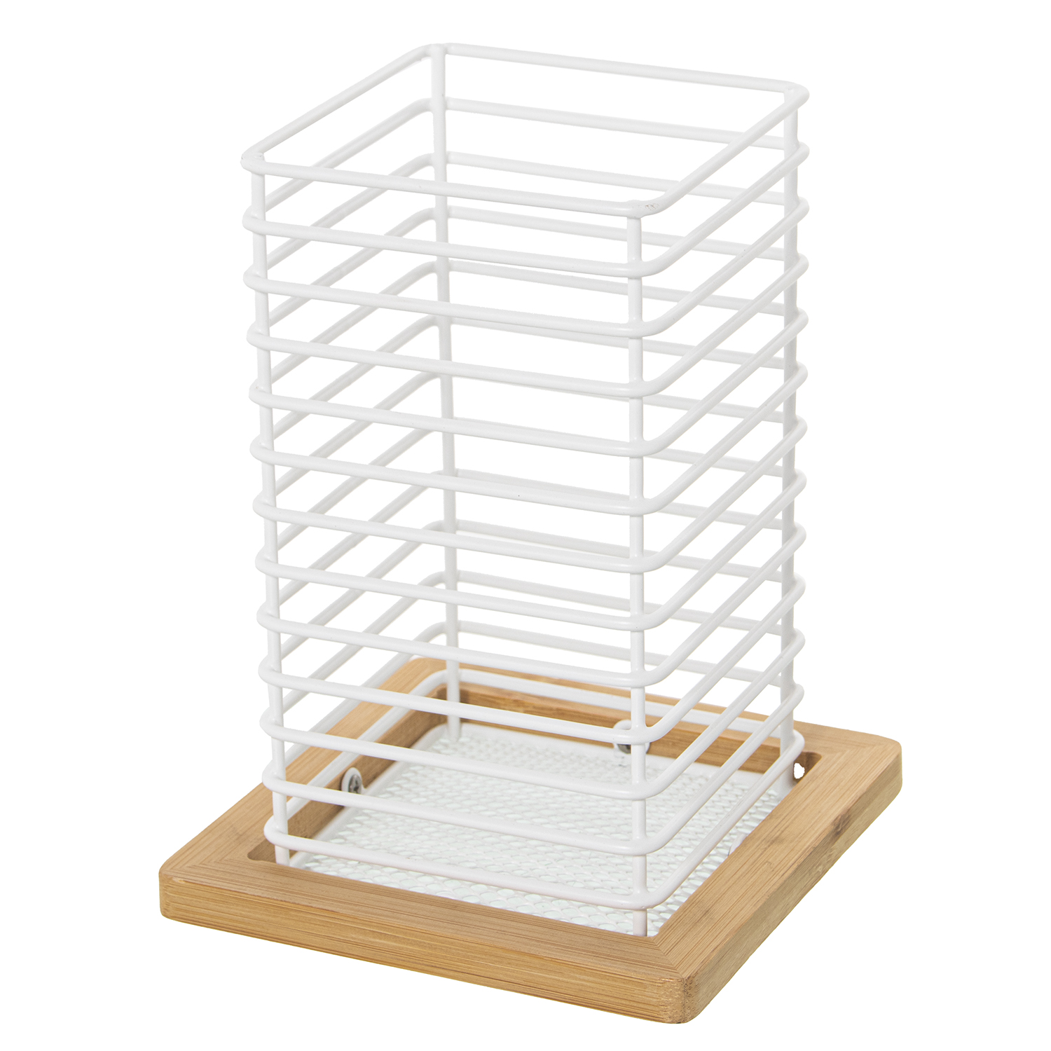 PORTAUTENSILIOS METAL BLANCOC/TRO MADERA