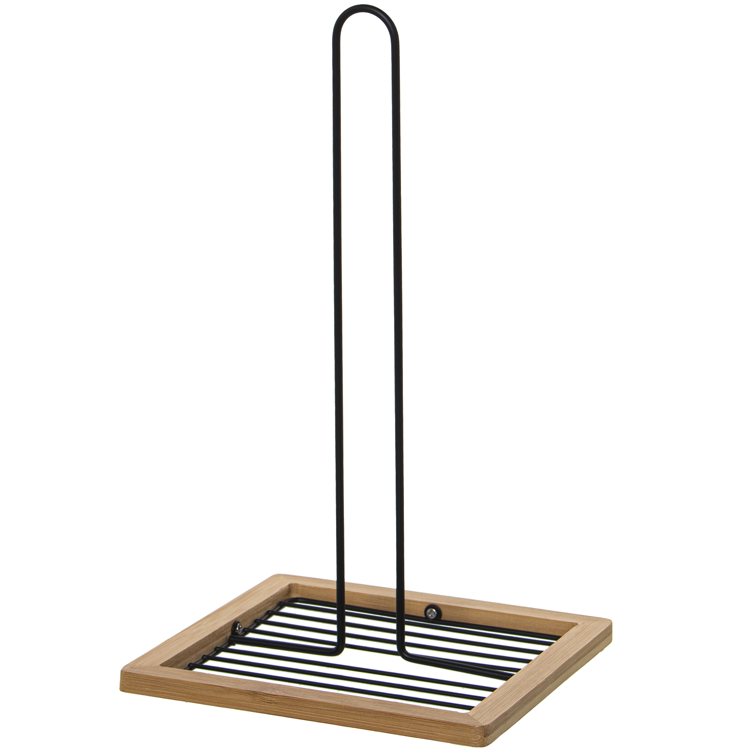 PORTARROLLO METAL NEGRO C/MARCCO MADERA