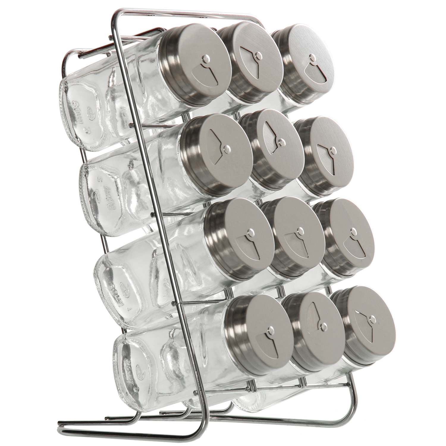 SET 12 ESPECIEROS CRISTAL C/TAA ACERO INOX.C/SOPORTE METAL