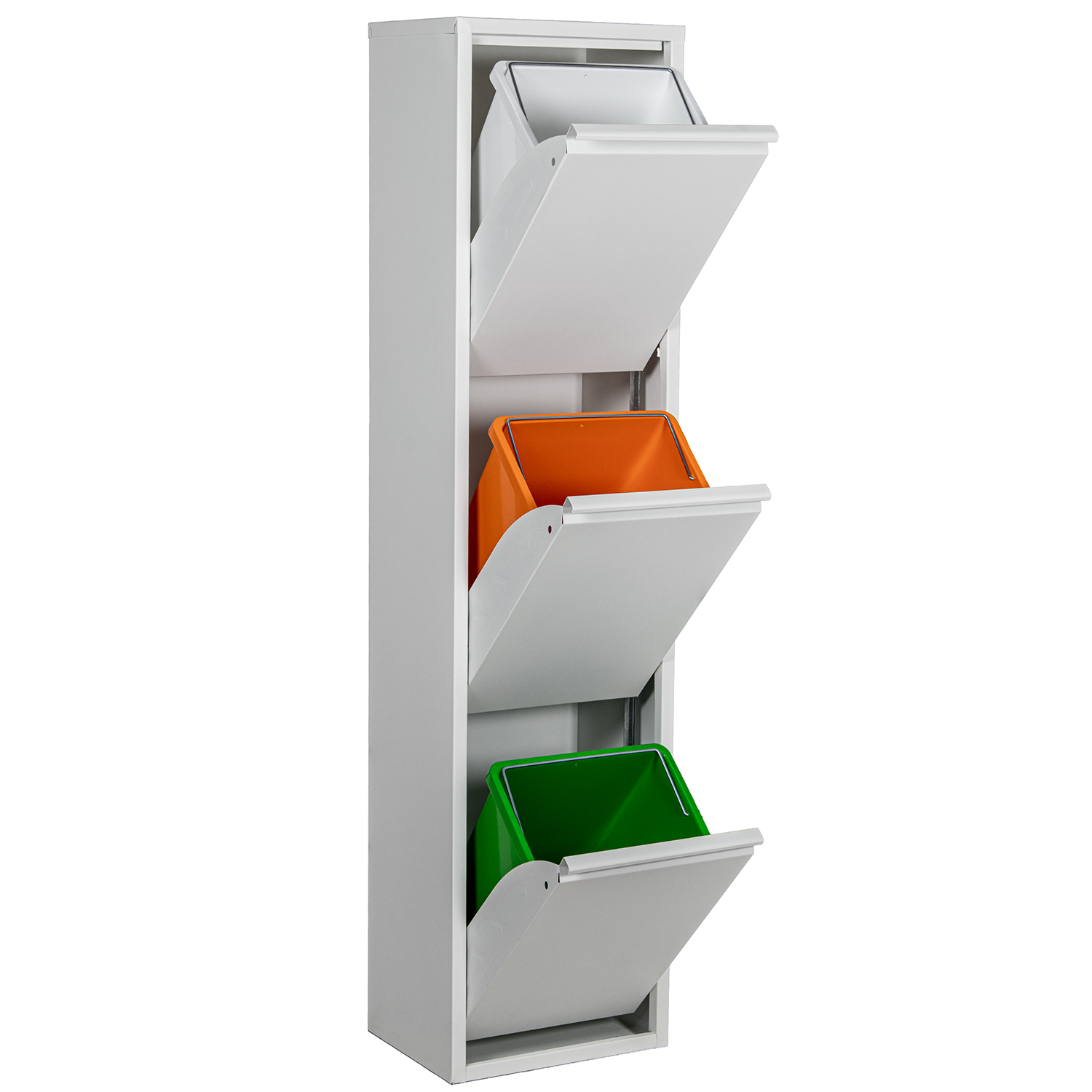 PAPELERA RECICLAJE 3 CUBOS METAL BLANCO