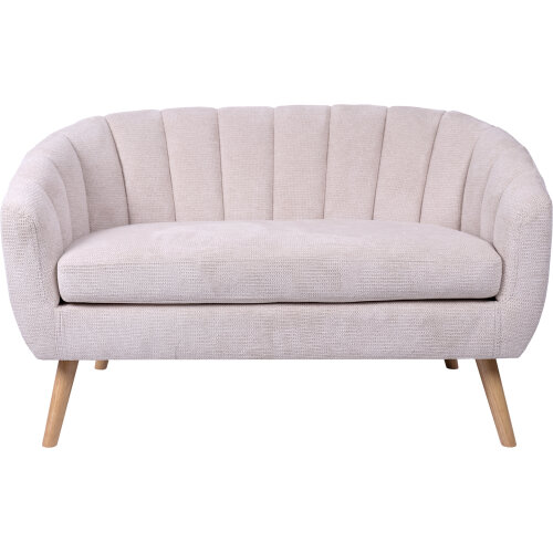 SOFÁ 2 PLAZAS TELA BEIGE PATASZA PATAS MADERA