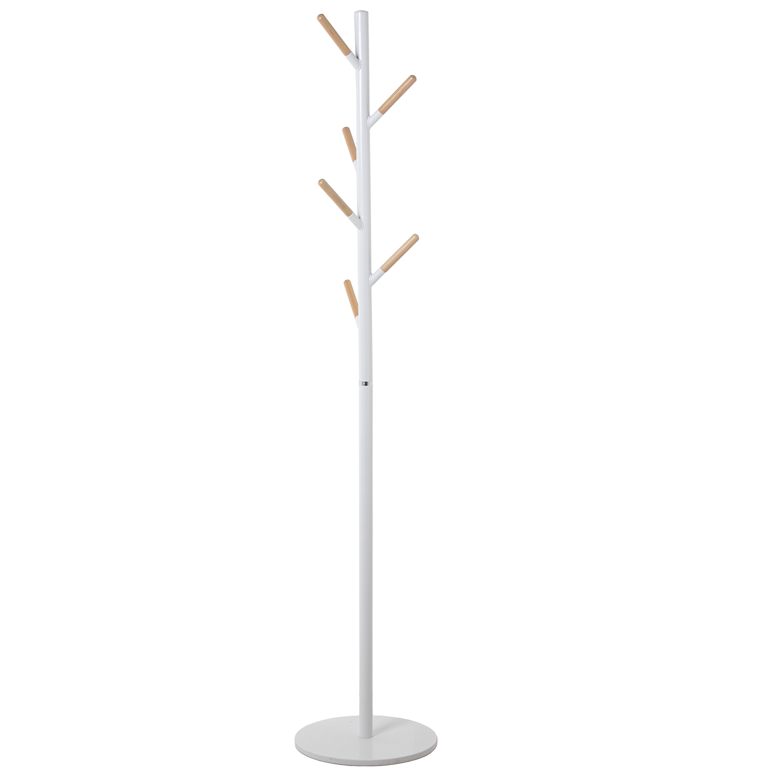 PERCHERO METAL BLANCO 6 POMOSATURAL C/BASE MÁRMOL BLANCO